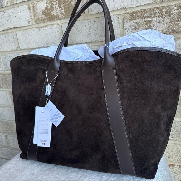Classic Dark Brown Suede Tote Bag - Picture 8 of 11